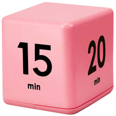 DQDEDIAN Cube Timer Kitchen Timer with Gravity Flip Countdown Settings 15-20-30-60 Minutes for Time Management and Work Study DeskExercise Cook Baking(Pink)