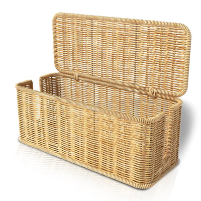 EYEGLEAM Handmade Cable Management BoxRattan Cord Organizer BoxPower Cord Box HiderUnder Desk Cable Management for TV Wires Computer Router USB Hub