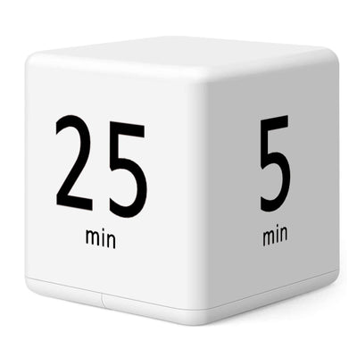 DQDEDIAN Cube Timer Kitchen Timer with Gravity Sensor Flip Timer Cube Countdown Timer 15-25-5-45 Minutes Kid Focus Study Timer for Time Management Work Study Desk Exercise Cook Baking