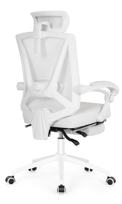 Misolant Ergonomic Office Chair with Footrest Ergonomic Desk Chair with Adjustable 2D Lumbar Support High Back Office Chair with Adjustable Headrest Comfortable Leather Office Chair