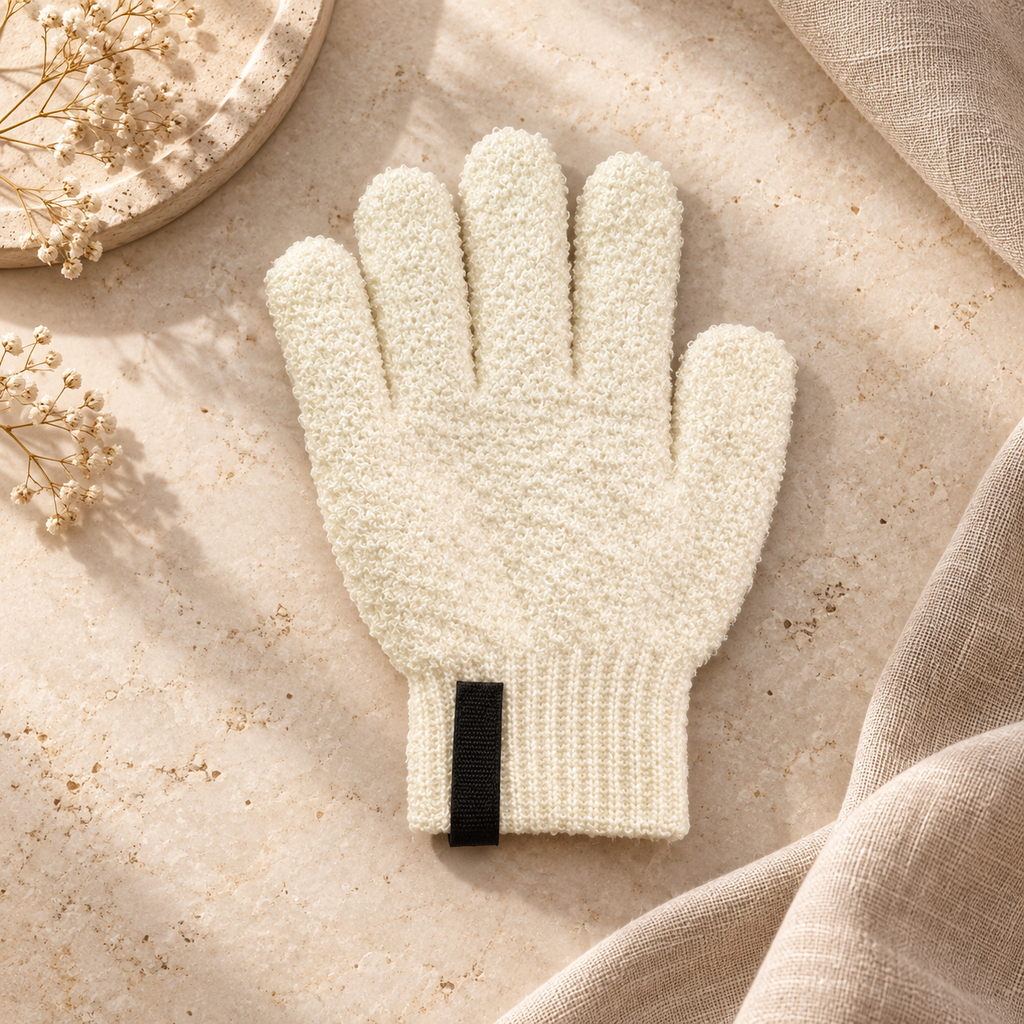 Textured Exfoliating Bath Glove, Beige
