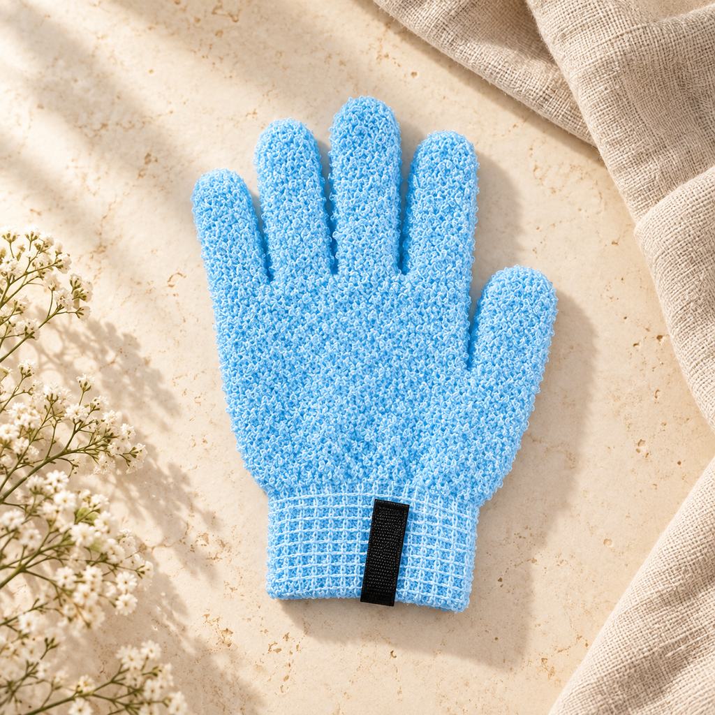 Textured Exfoliating Bath Glove, Blue