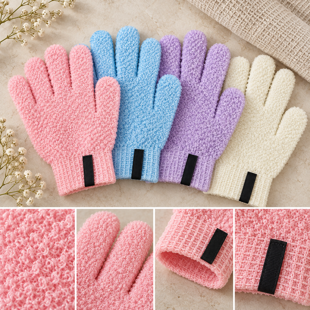 Close-up details of Textured Exfoliating Bath Glove