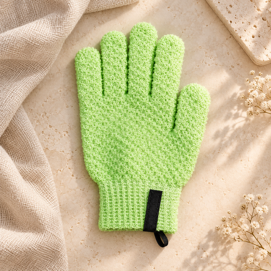 Textured Exfoliating Bath Glove, Green