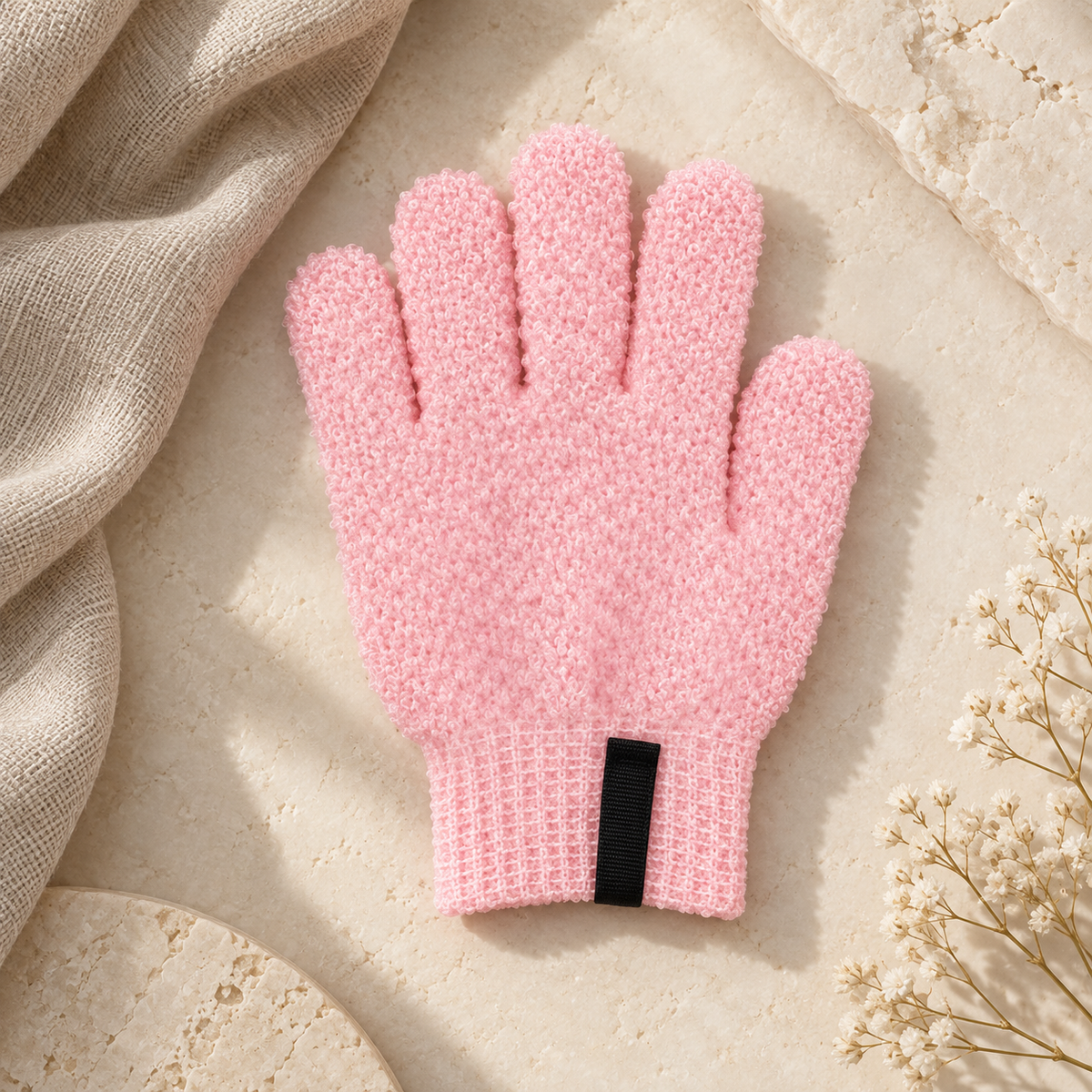 Textured Exfoliating Bath Glove, Pink