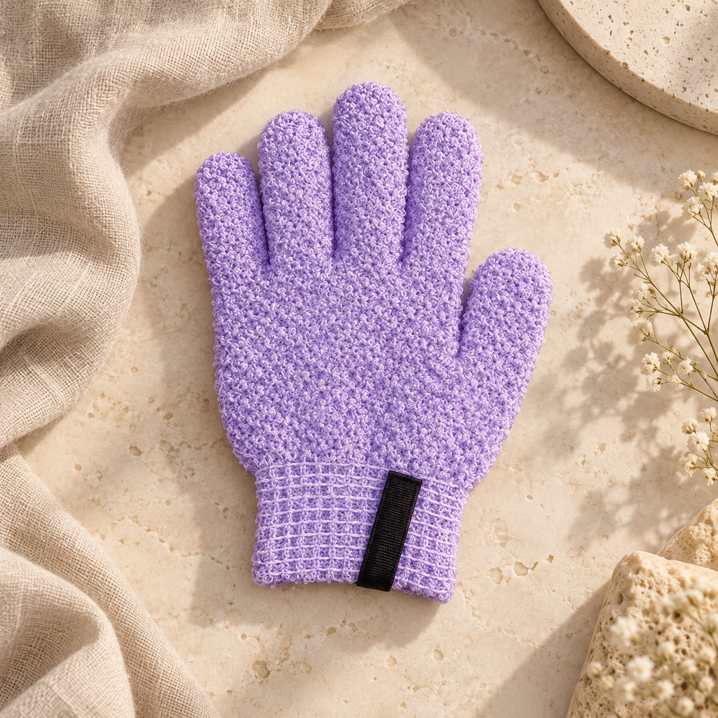 Textured Exfoliating Bath Glove, Purple