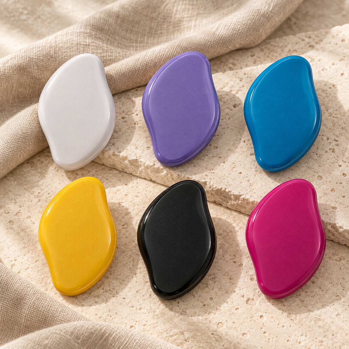 Reusable Glass Body Exfoliator hero mockup in a warm neutral setting
