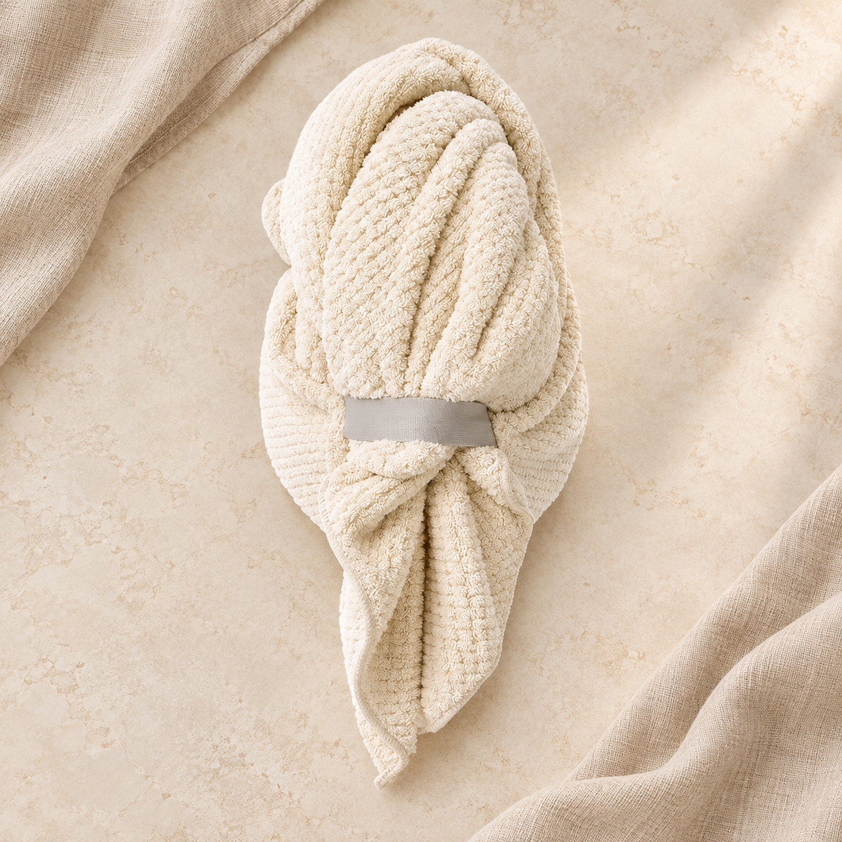 Microfiber Hair Drying Turban, Cream