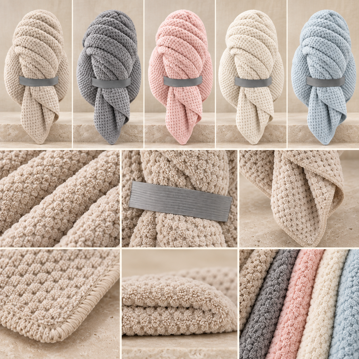 Close-up details of Microfiber Hair Drying Turban