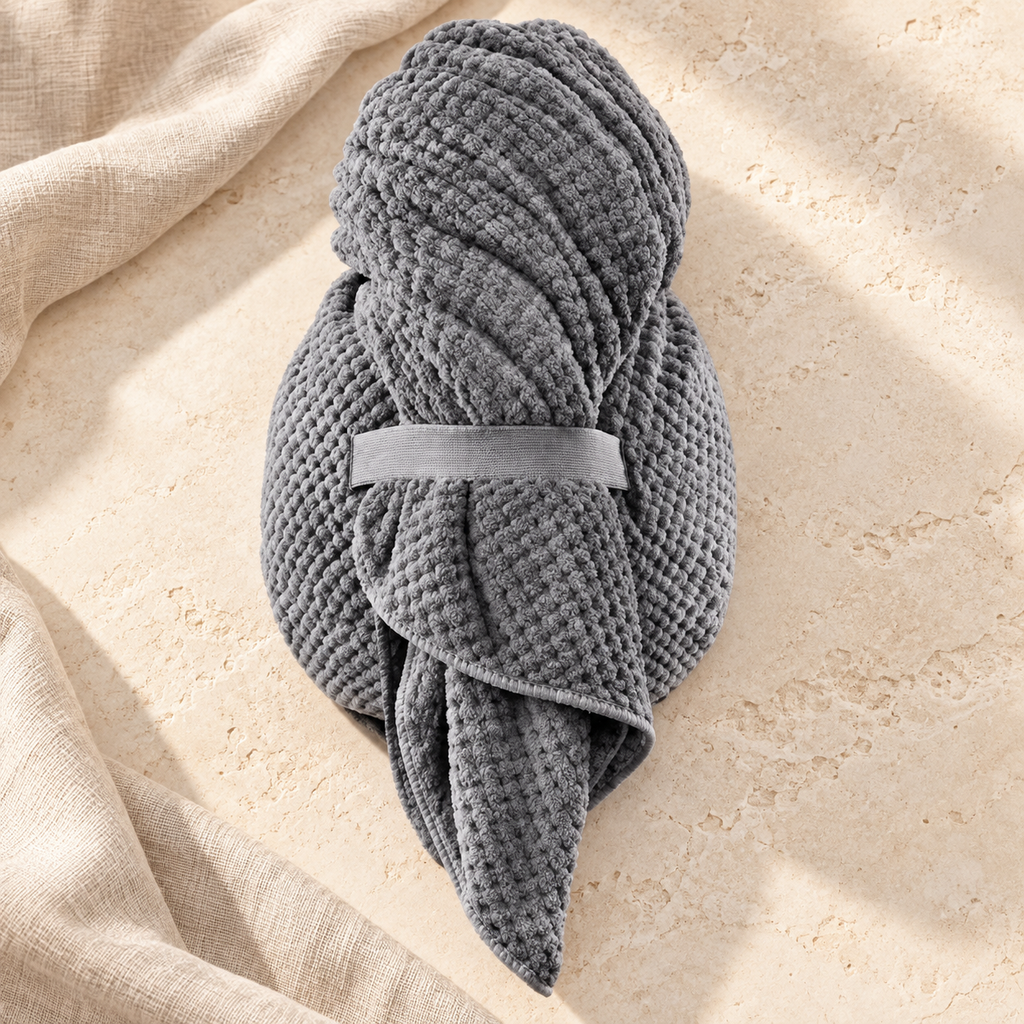 Microfiber Hair Drying Turban, Gray