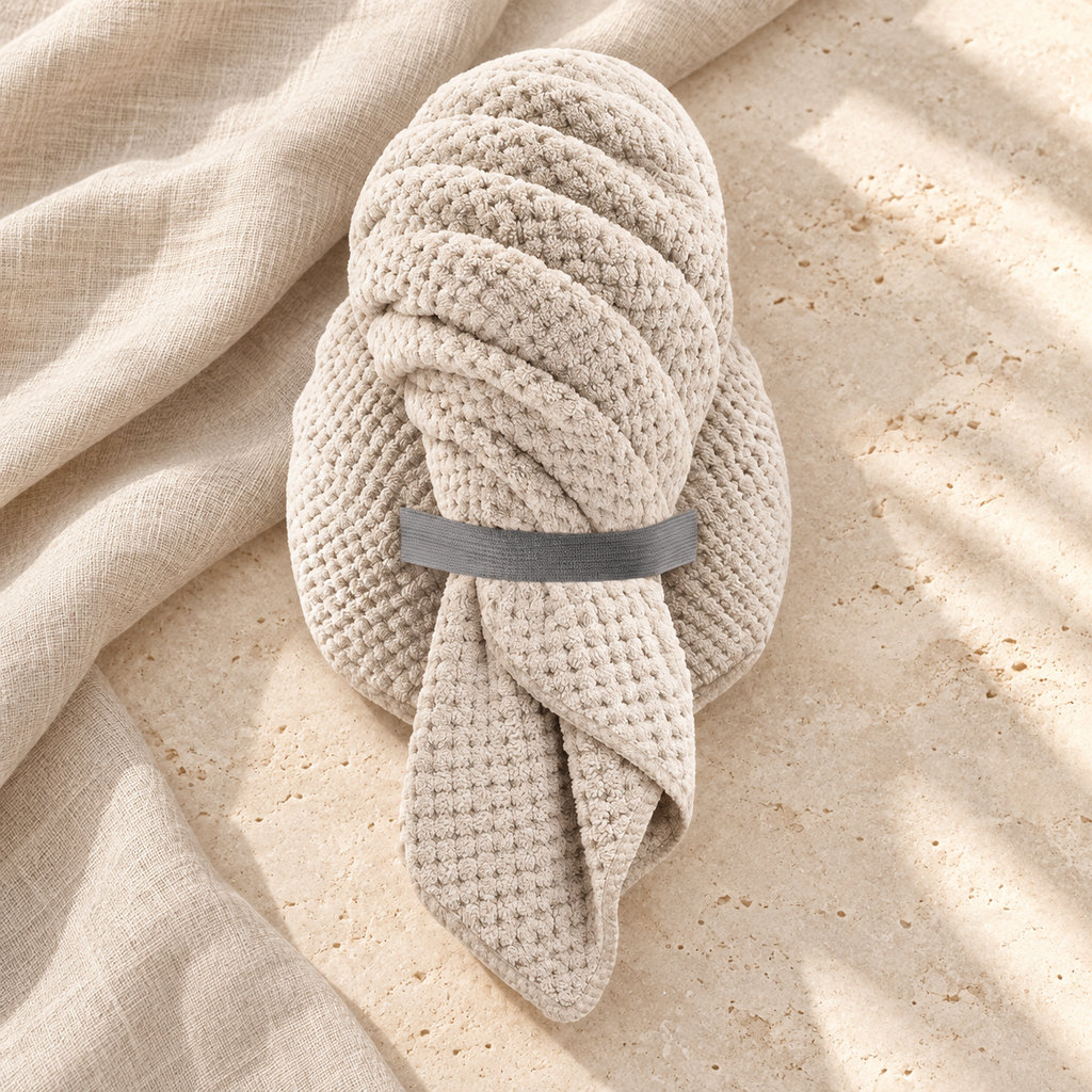 Microfiber Hair Drying Turban, Khaki