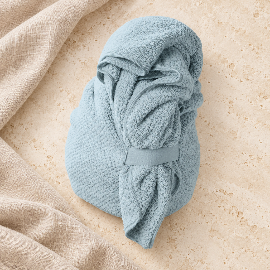 Microfiber Hair Drying Turban, Mist Blue