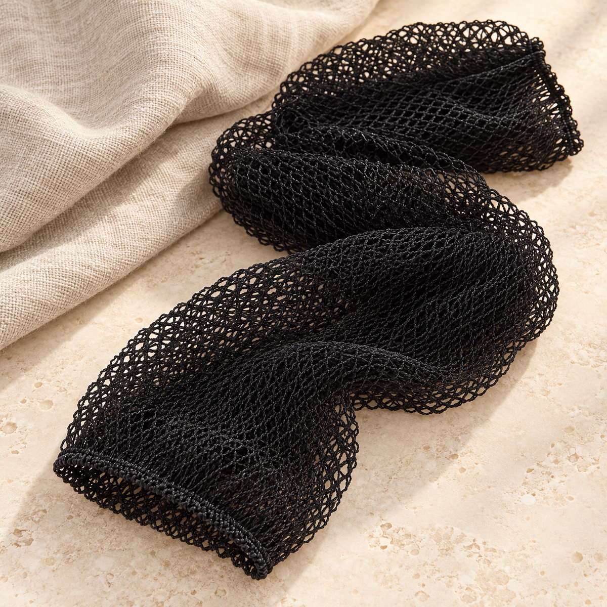 Stretch Exfoliating Shower Net, Black