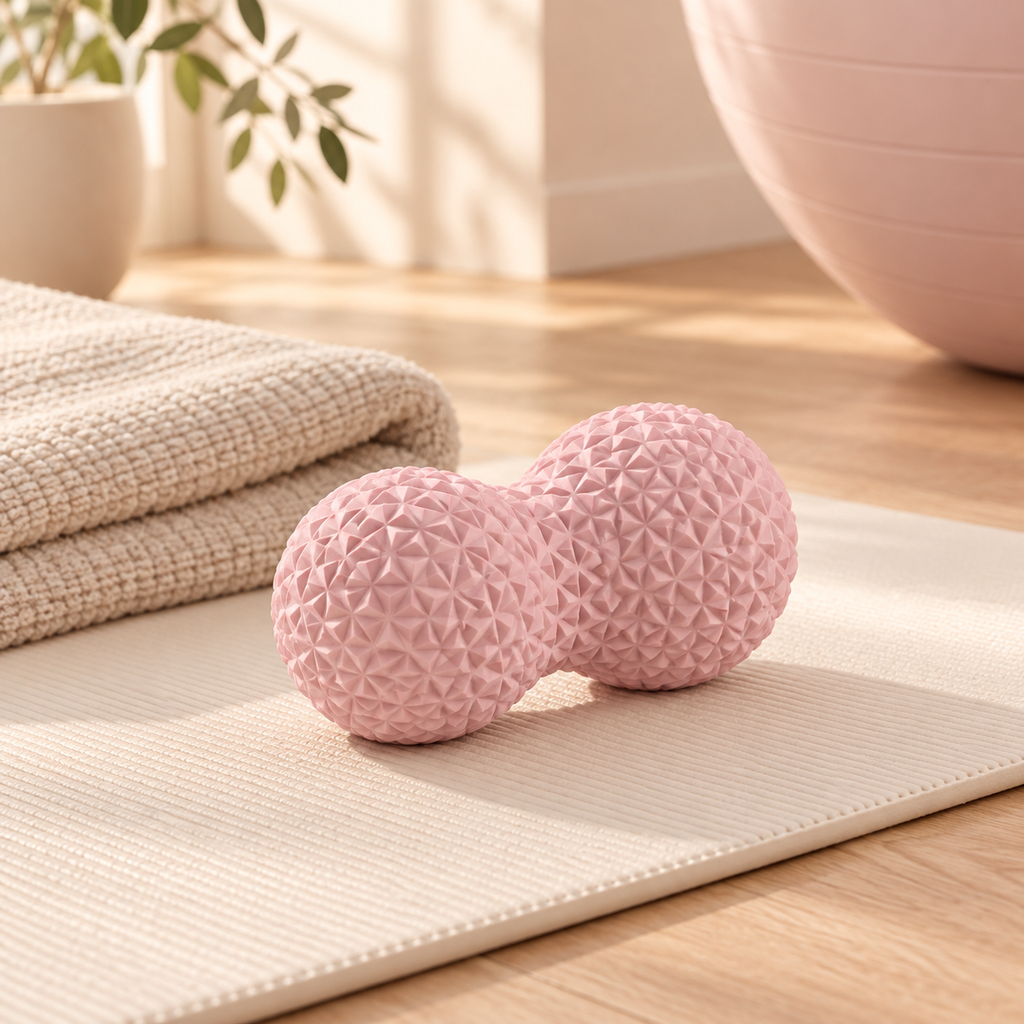 Peanut-Shaped Massage Ball shown in use