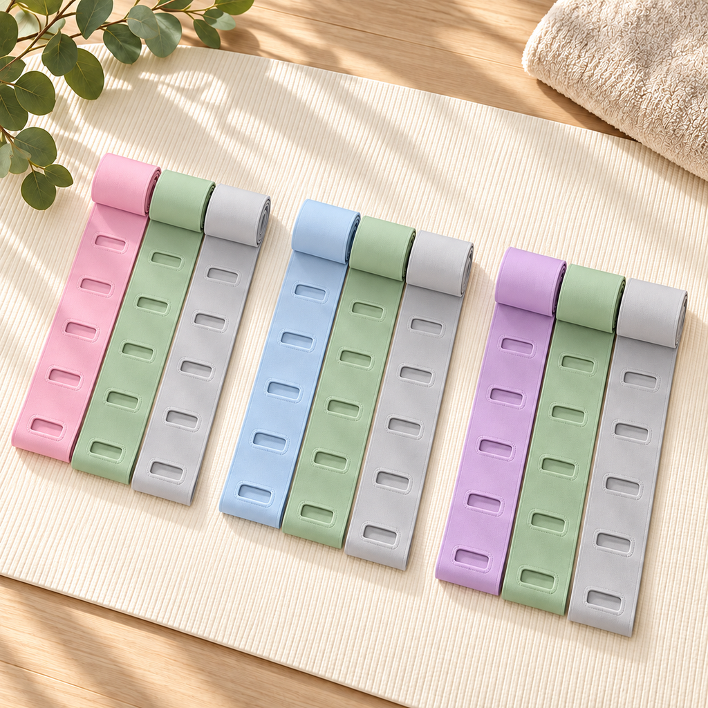 Stretch & Mobility Resistance Band Set hero mockup in a warm neutral setting