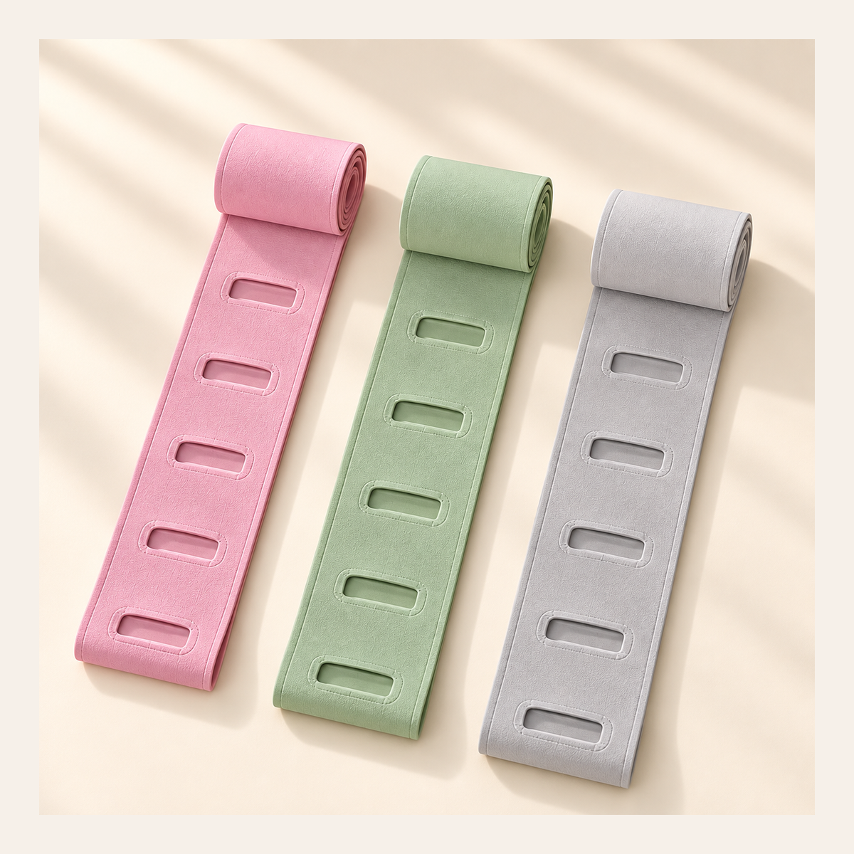 Stretch & Mobility Resistance Band Set, Sakura Pink, Bamboo Green & Mist Gray