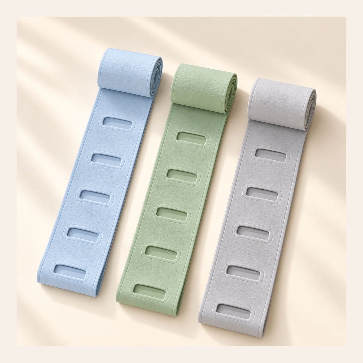 Stretch & Mobility Resistance Band Set, Yunshan Blue, Bamboo Green & Mist Gray