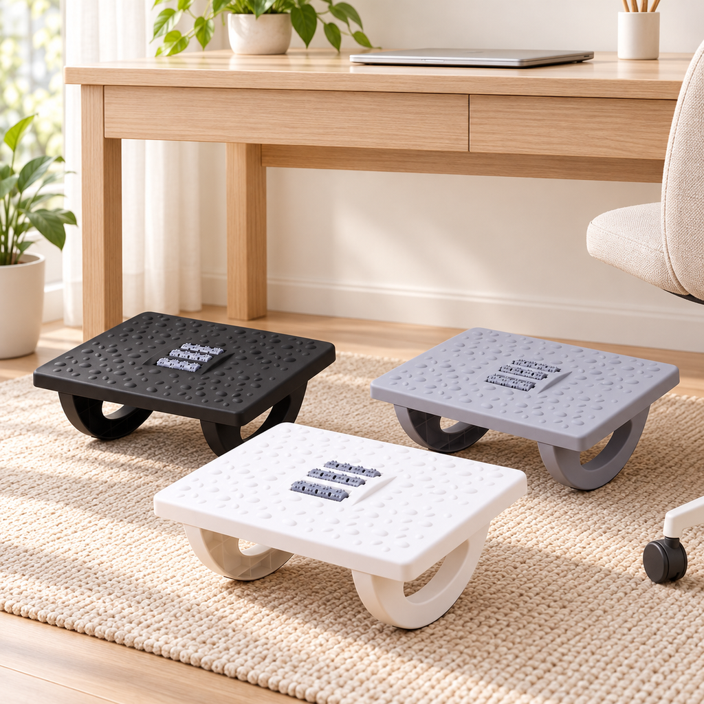 Rocking Ergonomic Footrest hero mockup in a warm neutral setting