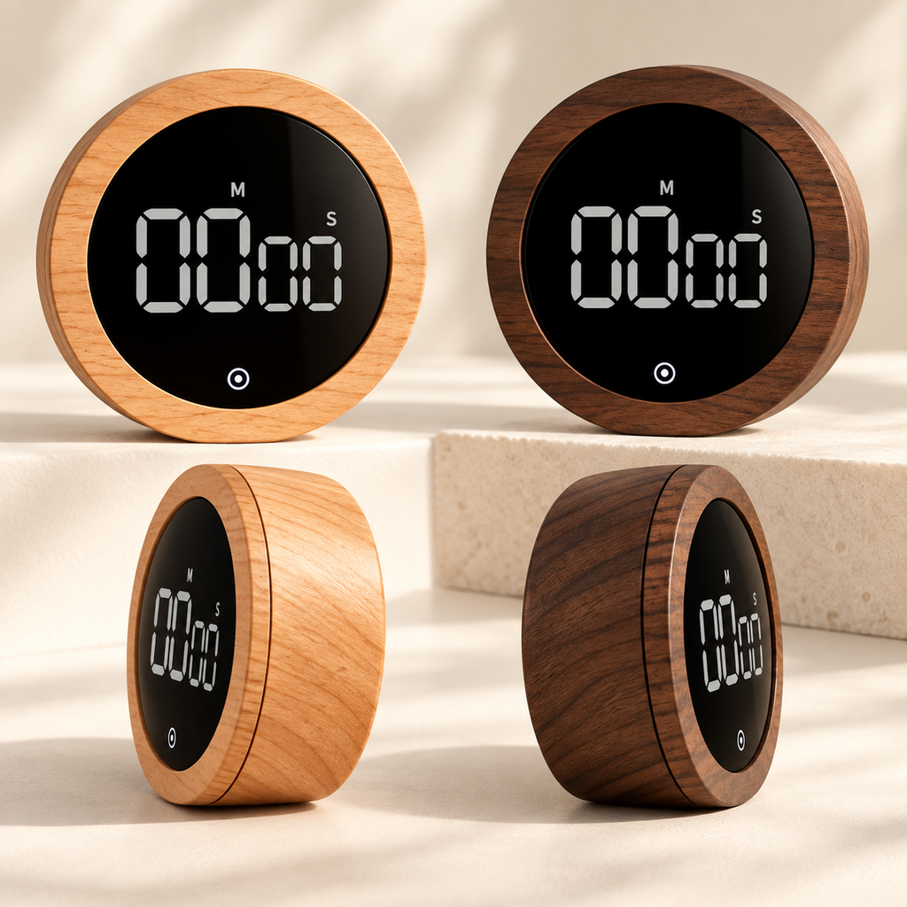 Close-up details of Wood-Look Focus Timer