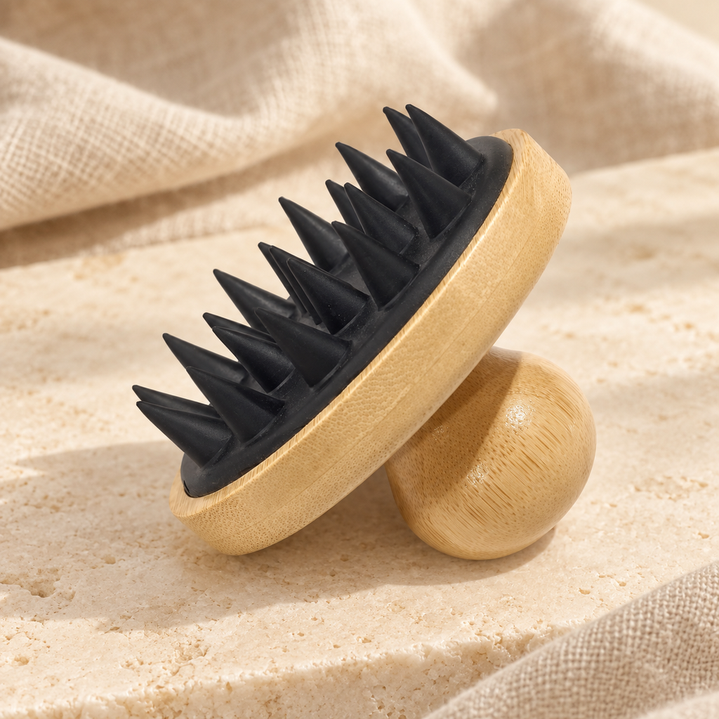 Bamboo Scalp Massage Brush in Black
