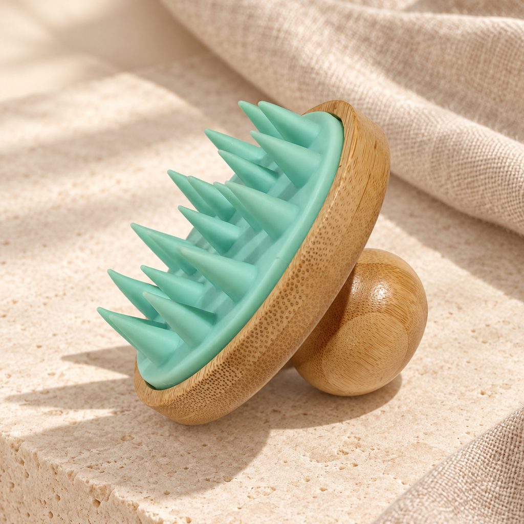 Bamboo Scalp Massage Brush in Green