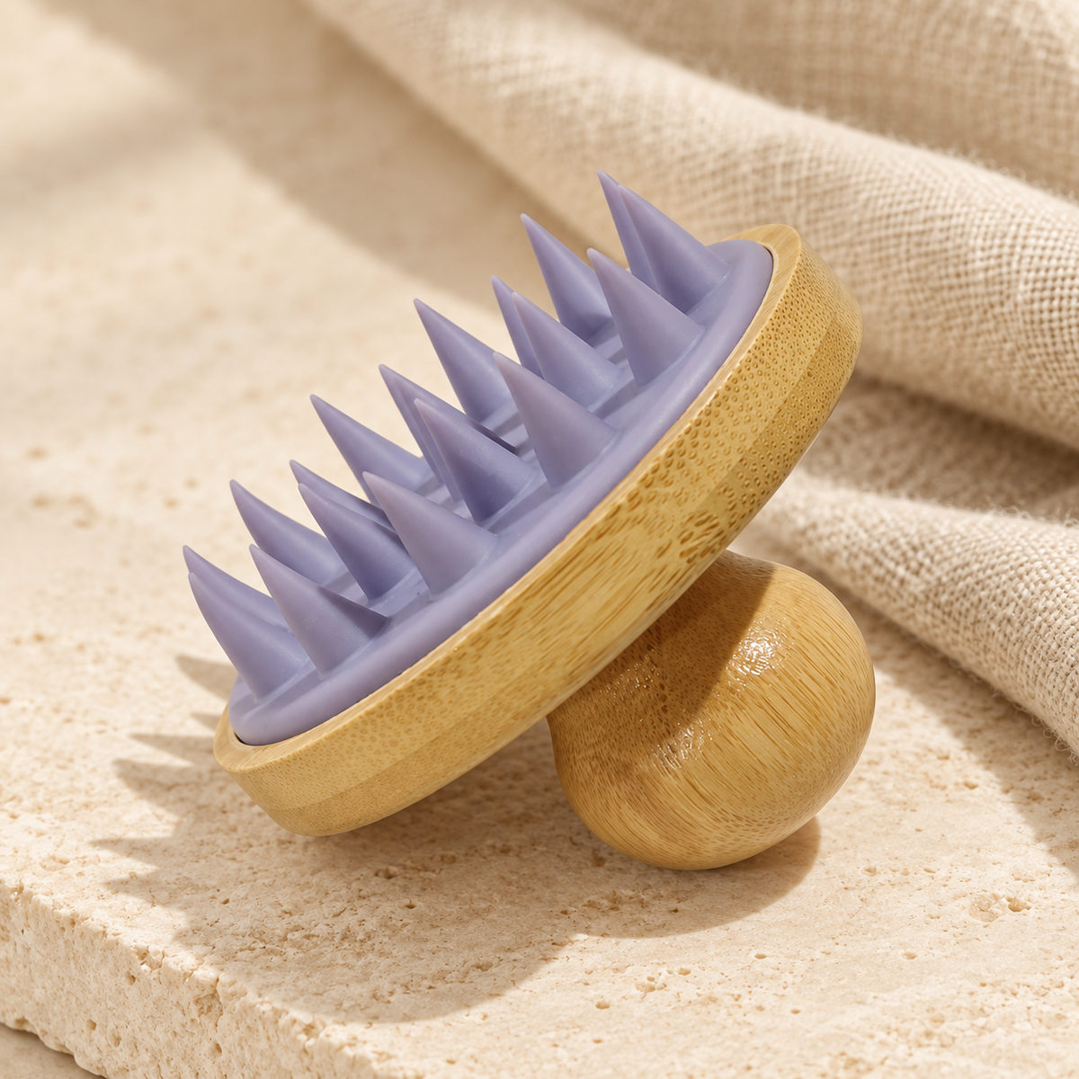 Bamboo Scalp Massage Brush in Purple