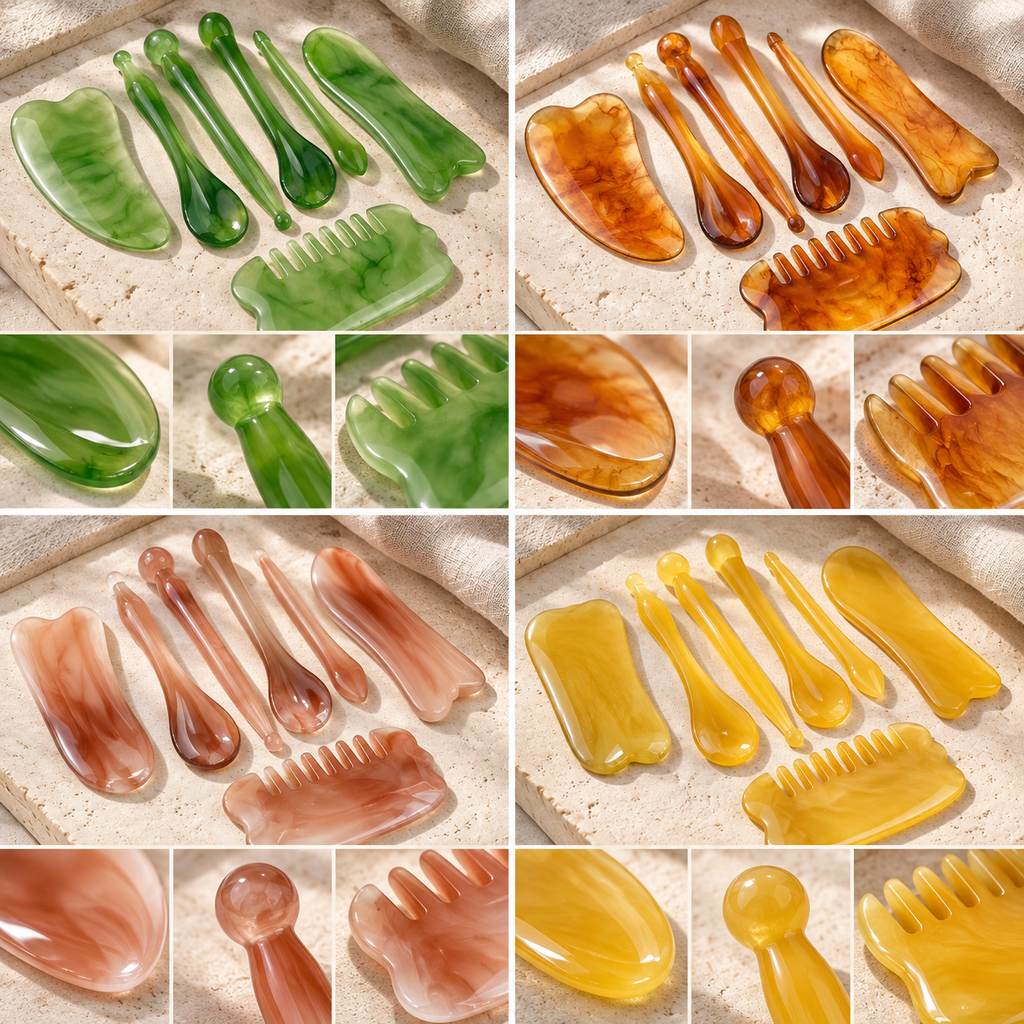 Close-up details of the Face and Body Gua Sha Massage Set