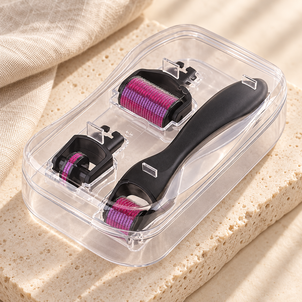 Close-up details of the At-Home Face and Body Micro-Roller Set