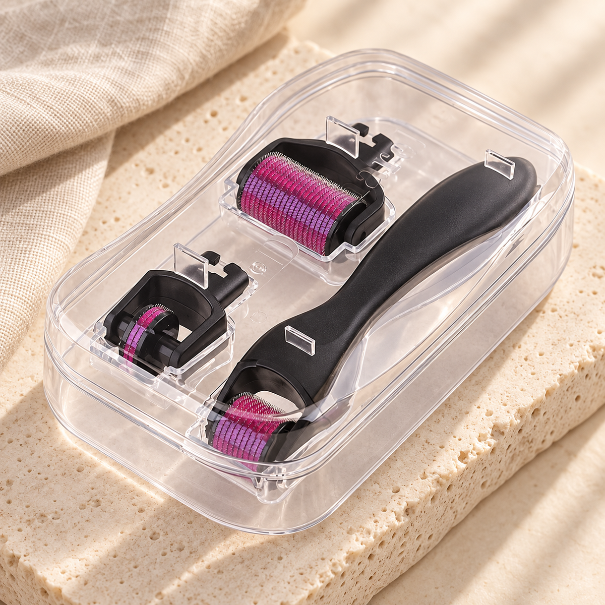 Close-up details of the At-Home Face and Body Micro-Roller Set