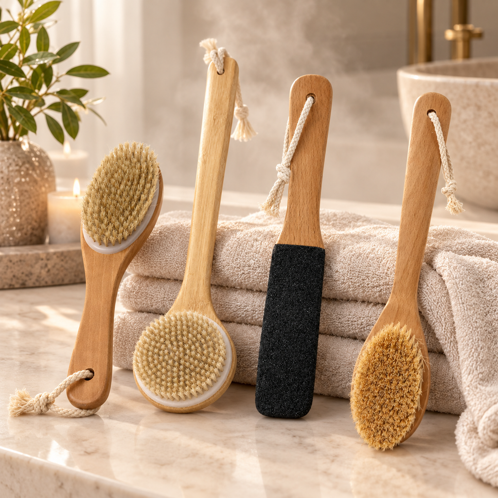 Natural Wood Body Brush styles in a warm neutral setting