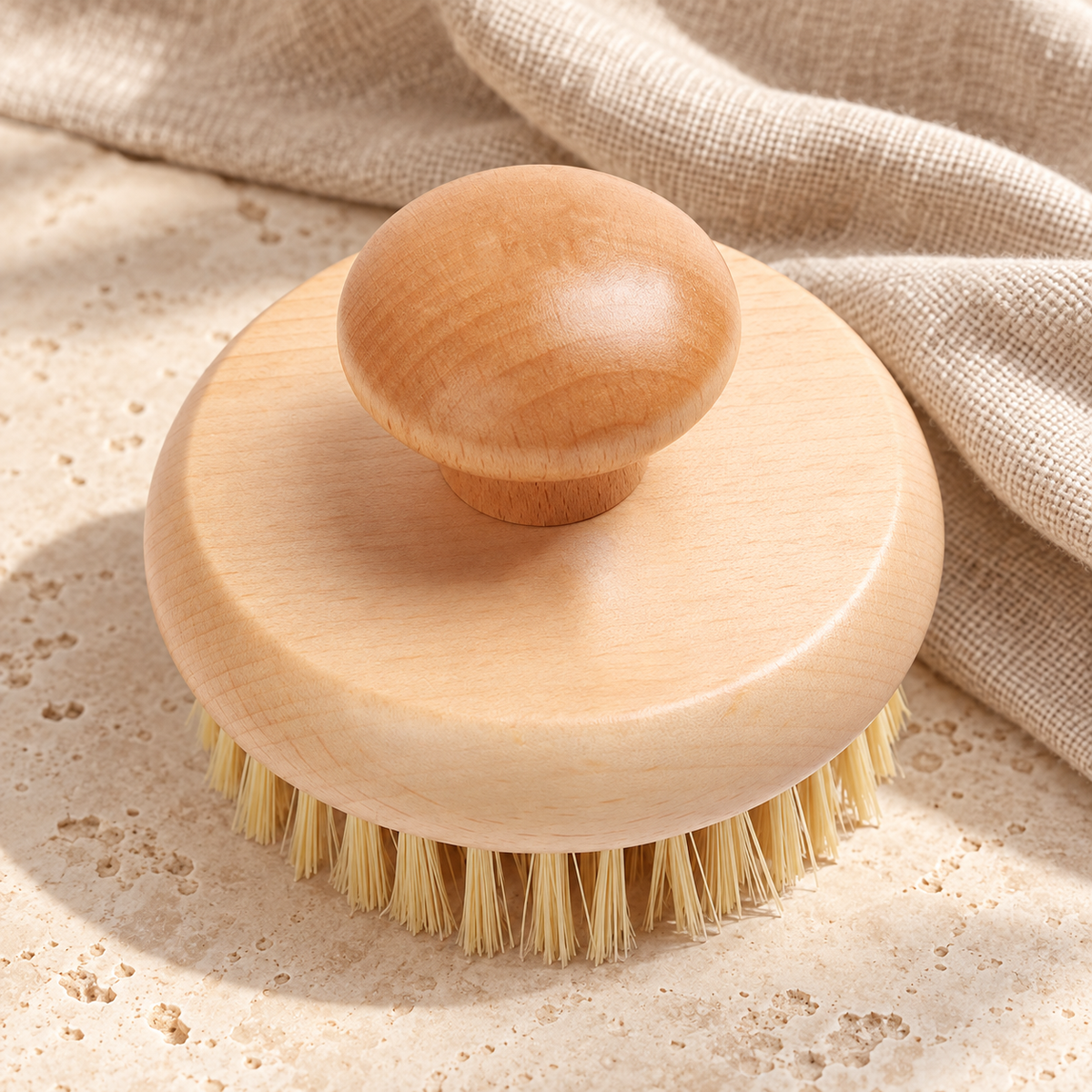 Natural Wood Body Brush, Beech and Sisal 062