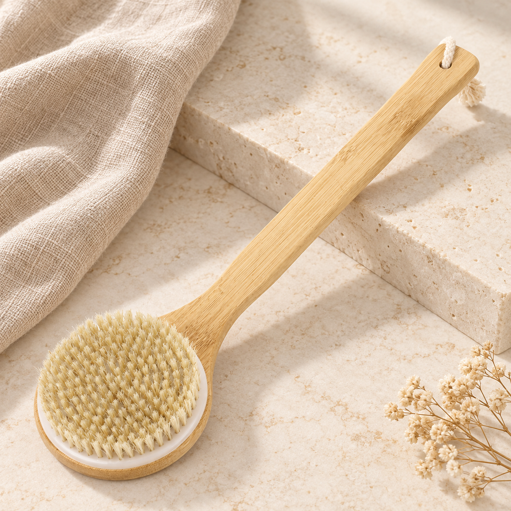 Natural Wood Body Brush, Moso Bamboo and Boar Bristle 1215