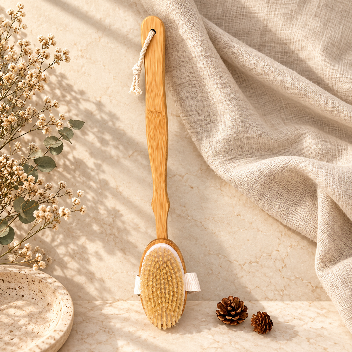Natural Wood Body Brush, Moso Bamboo and Boar Bristle 410