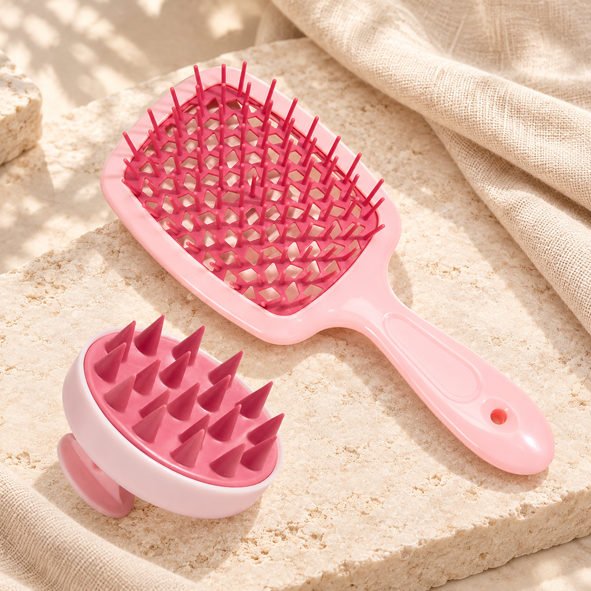 Scalp Mist & Massage Brush Set, Dual Pink 2-piece variation