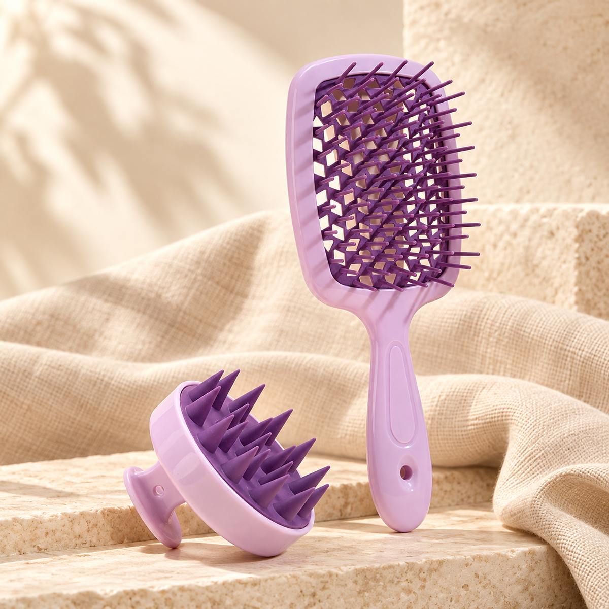 Scalp Mist & Massage Brush Set, Dual Purple 2-piece variation