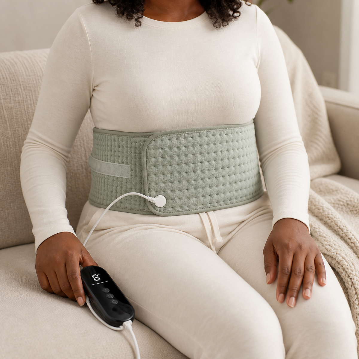 Soft Landing Heating Pad wearing context